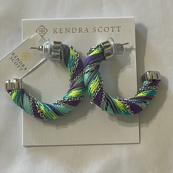Kendra Scott Masie Periwinkle Corded Hoop Earrings NWT - Picture 3 of 5